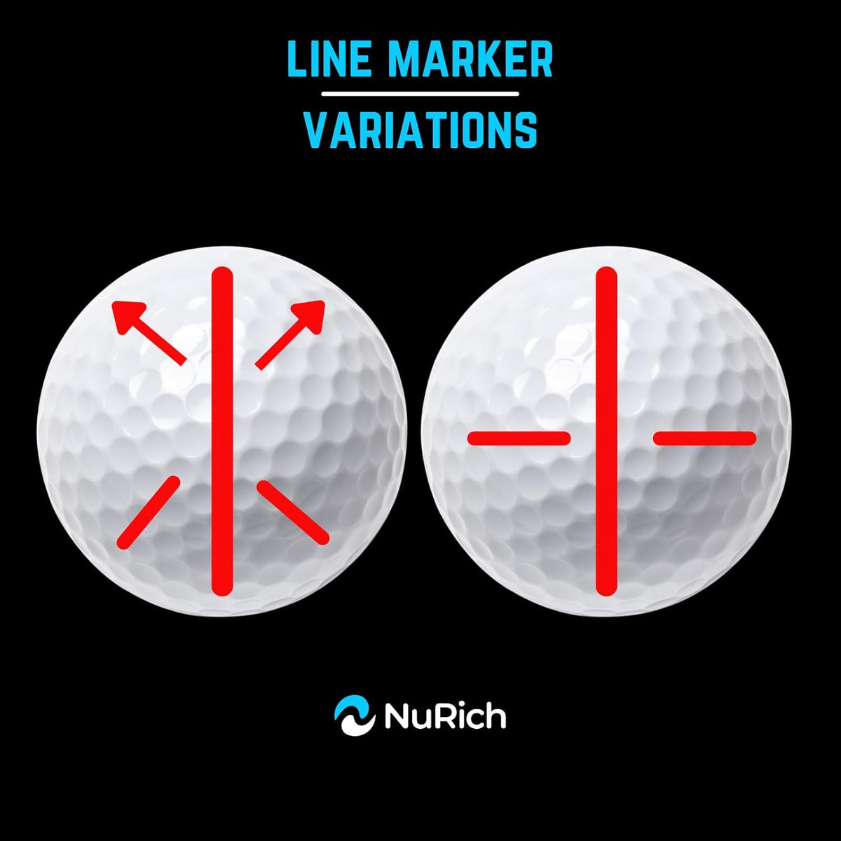 NuRich golf ball alignment tool open clamp display