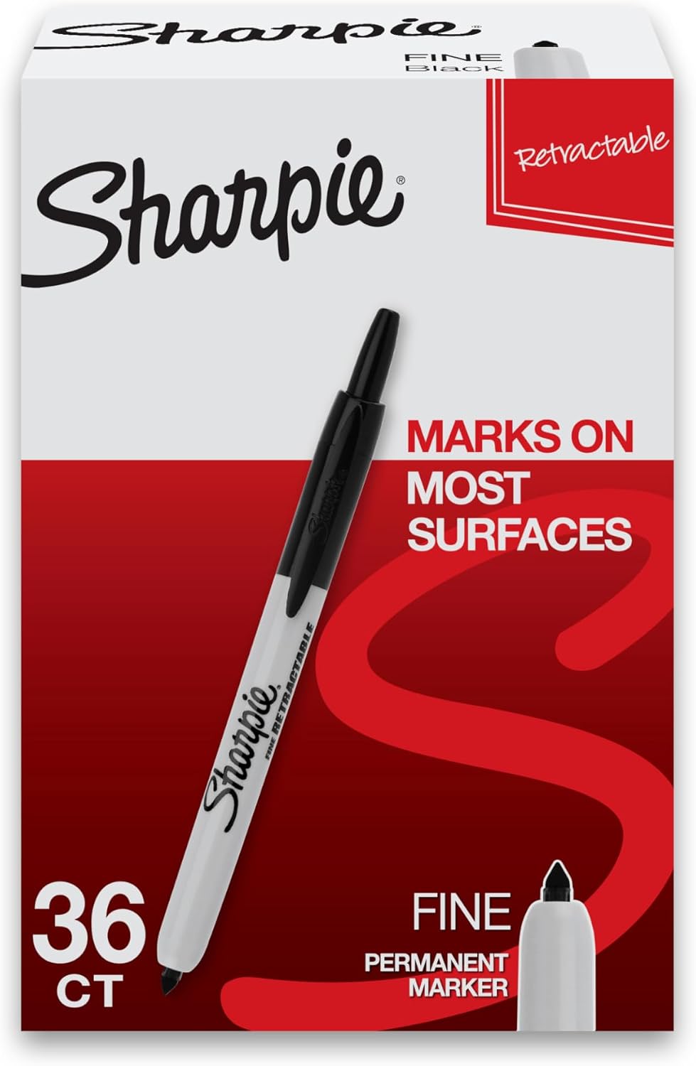 Sharpie retractable permanent markers front view packaging