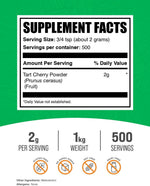 BulkSupplements Tart Cherry Powder supplement facts and nutritional information label