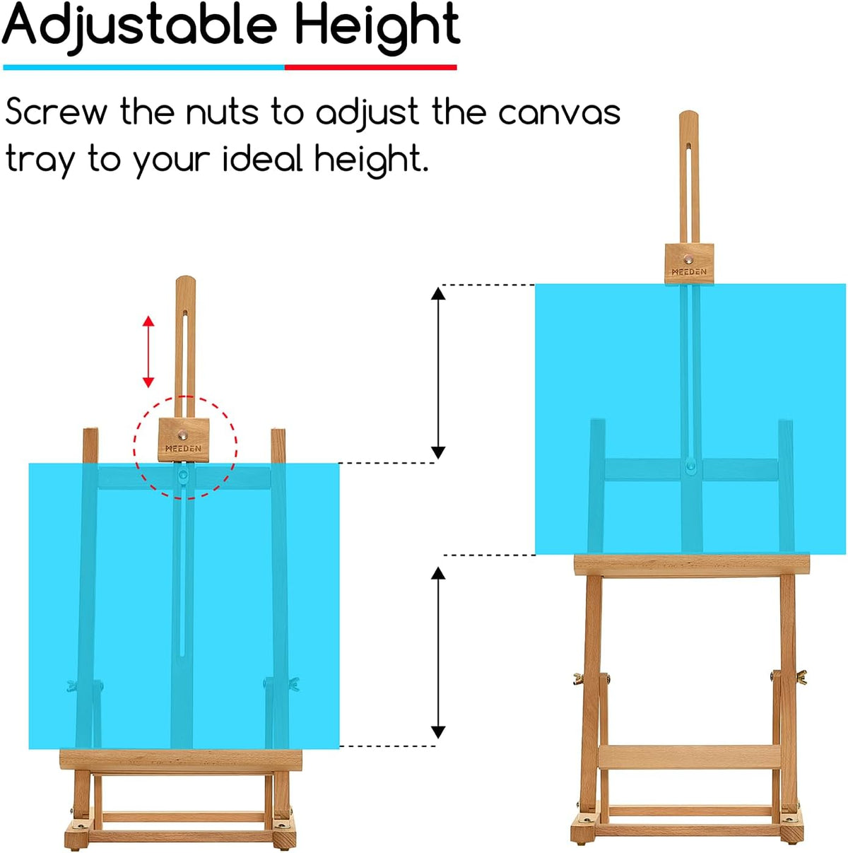 Meeden beech wood desktop easel showing adjustable angle mechanism
