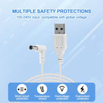 Peutier Mooyran USB charging cable plugged into power source