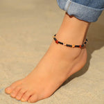 Jewever tumbled chips anklet on model