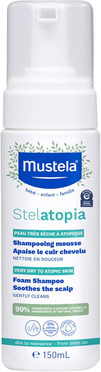 Mustela Stelatopia Eczema-Prone Skin Foam Shampoo for Newborn & Baby with - with Natural Avocado & Sunflower Oil - Fragrance-Free & Tear Free - 5.07 fl. oz. - Image 1