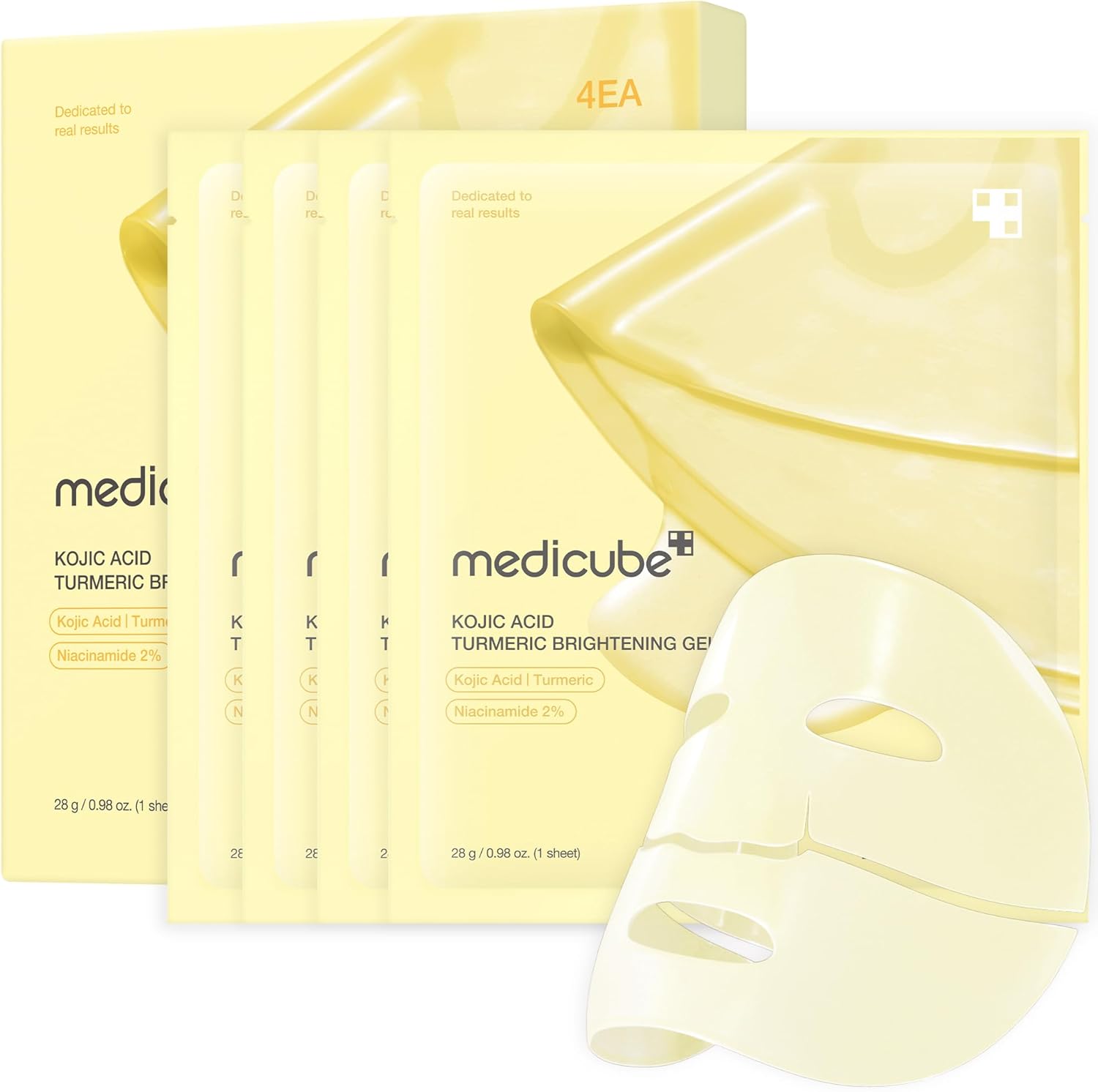 Medicube Kojic Acid Turmeric Brightening Gold Jelly Gel Mask pack front view showing premium authentic packaging