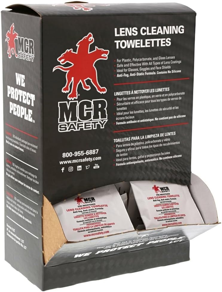 MCR Safety LCT Anti-Fog Anti-Static Lens Cleaning Towelette - 100 Wipes - Image 1