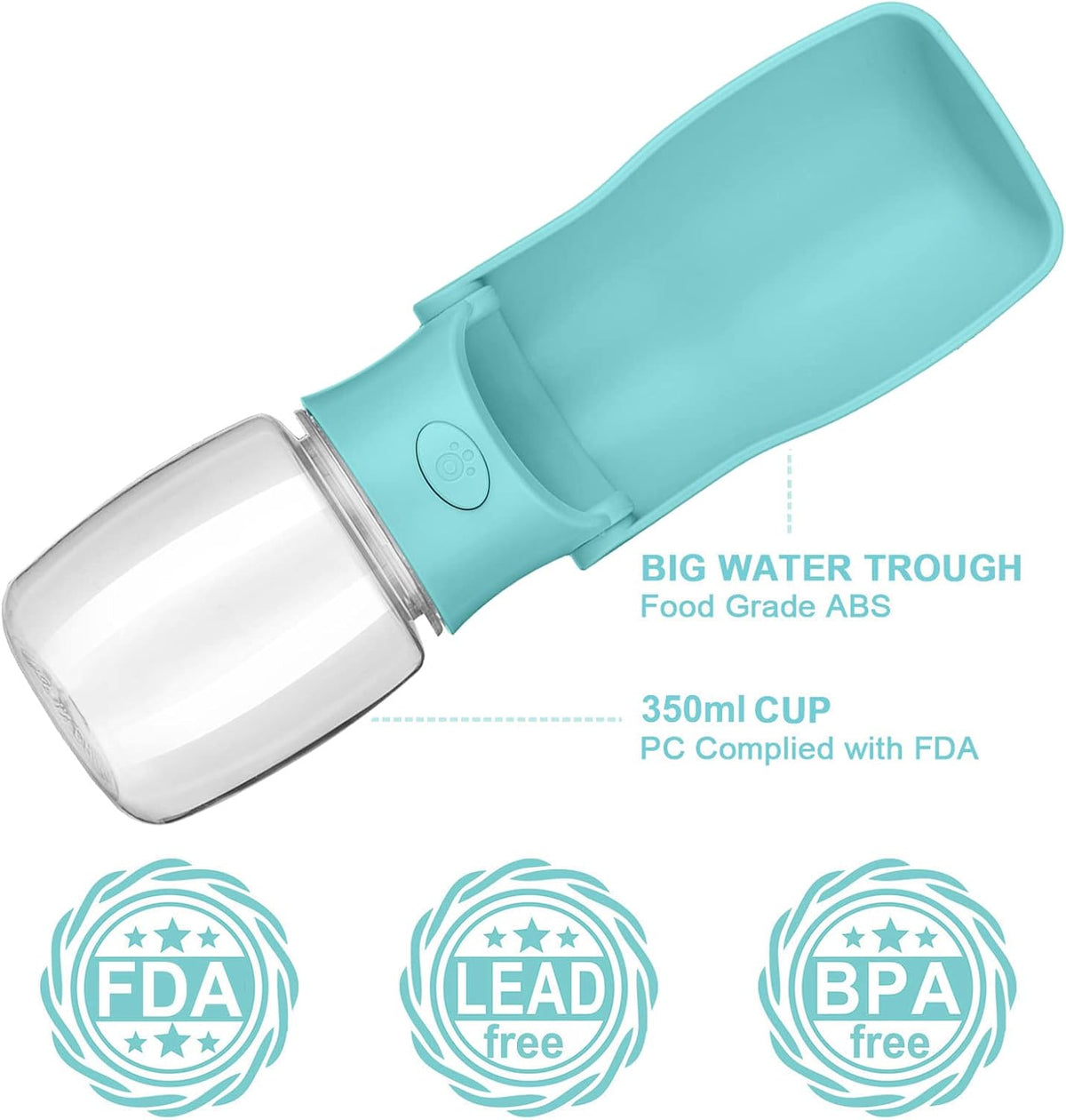 AIKIDS foldable pet water bottle shown in folded compact state