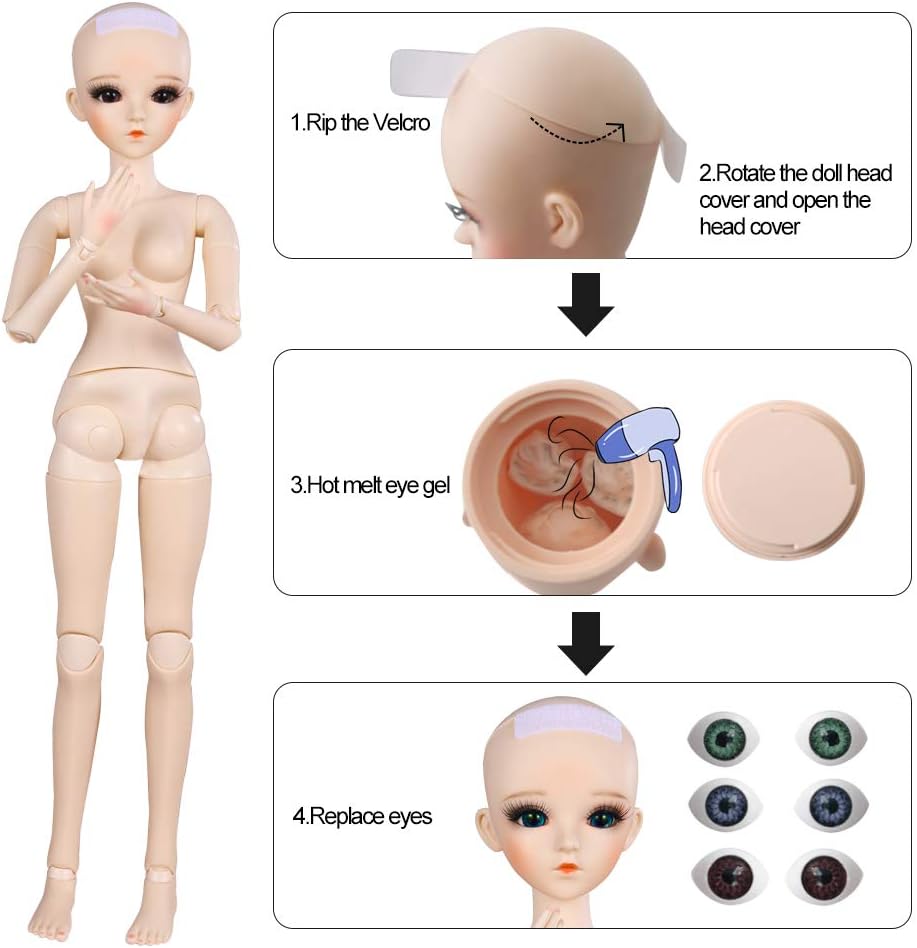 UCanaan 24 inch doll close up facial makeup