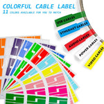 11 Colors Waterproof Wire Labels, 11 Sheet 330Pcs Writable Cord Labels, Self Adhesive Cable Tags for Wire Management, Cable Name Tags for Electronics Laser Printer Computer Cord - Image 2