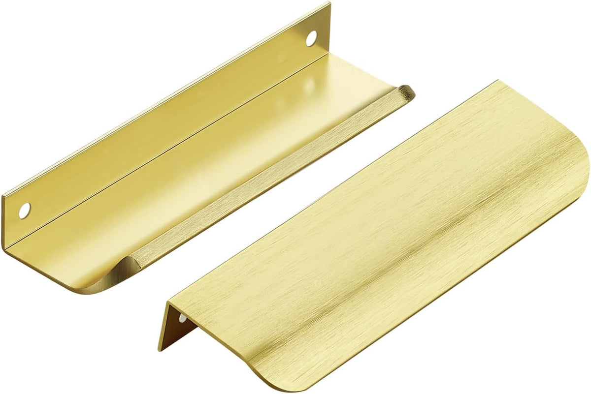 Gold Cabinet Handles Finger Edge Pulls 4.75 Inch CC 10 Pack | Low-Profile Finger Grip, Cabinet Door Edge Mount, Smooth Handle Shape, 5.9 Inch (150mm), For Drawers, Cupboards, Kitchen - Image 12