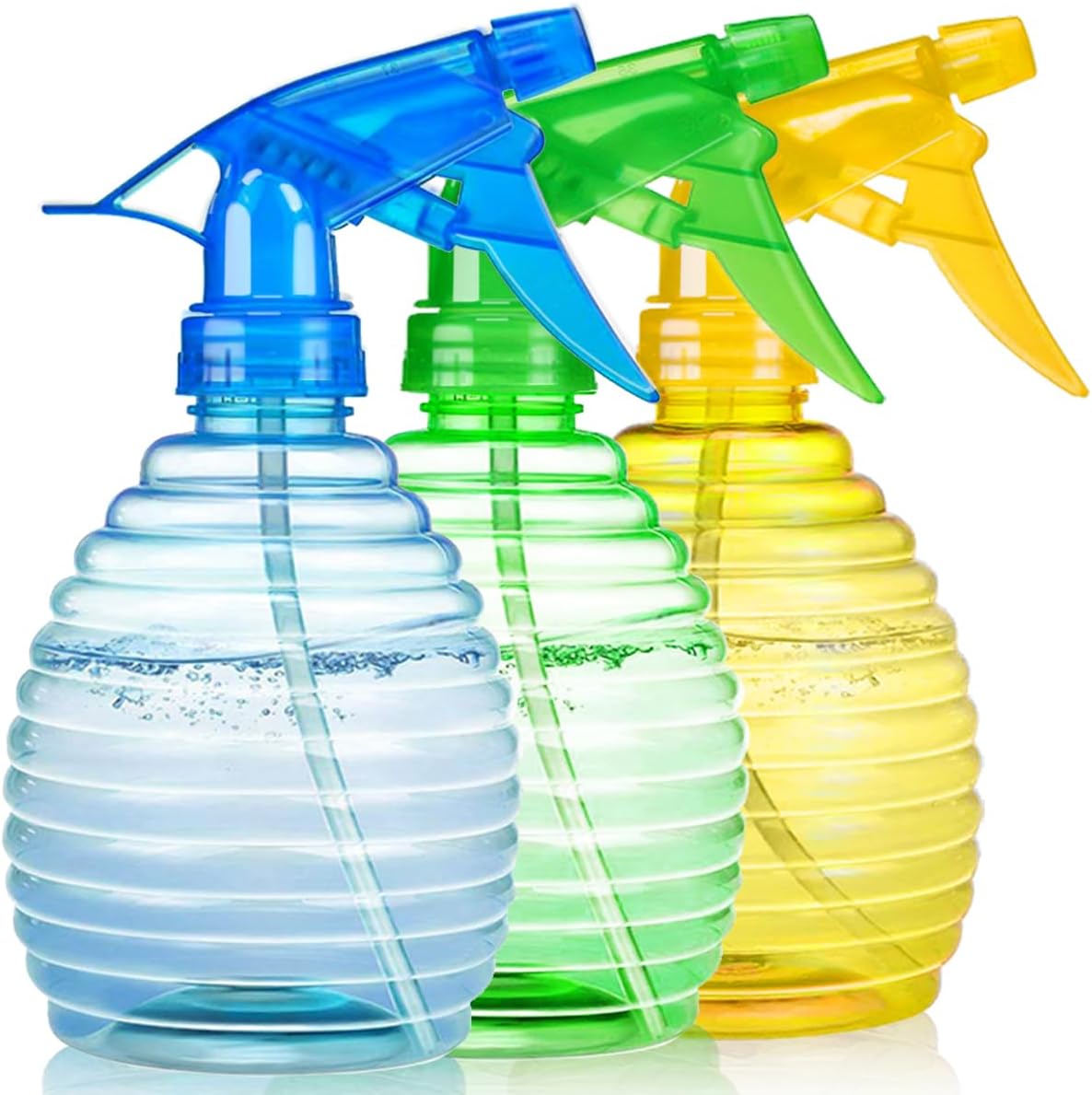 FANSTINOW 3 pack colorful 16oz spray bottles with adjustable mist and stream nozzles & glass bottles for oils