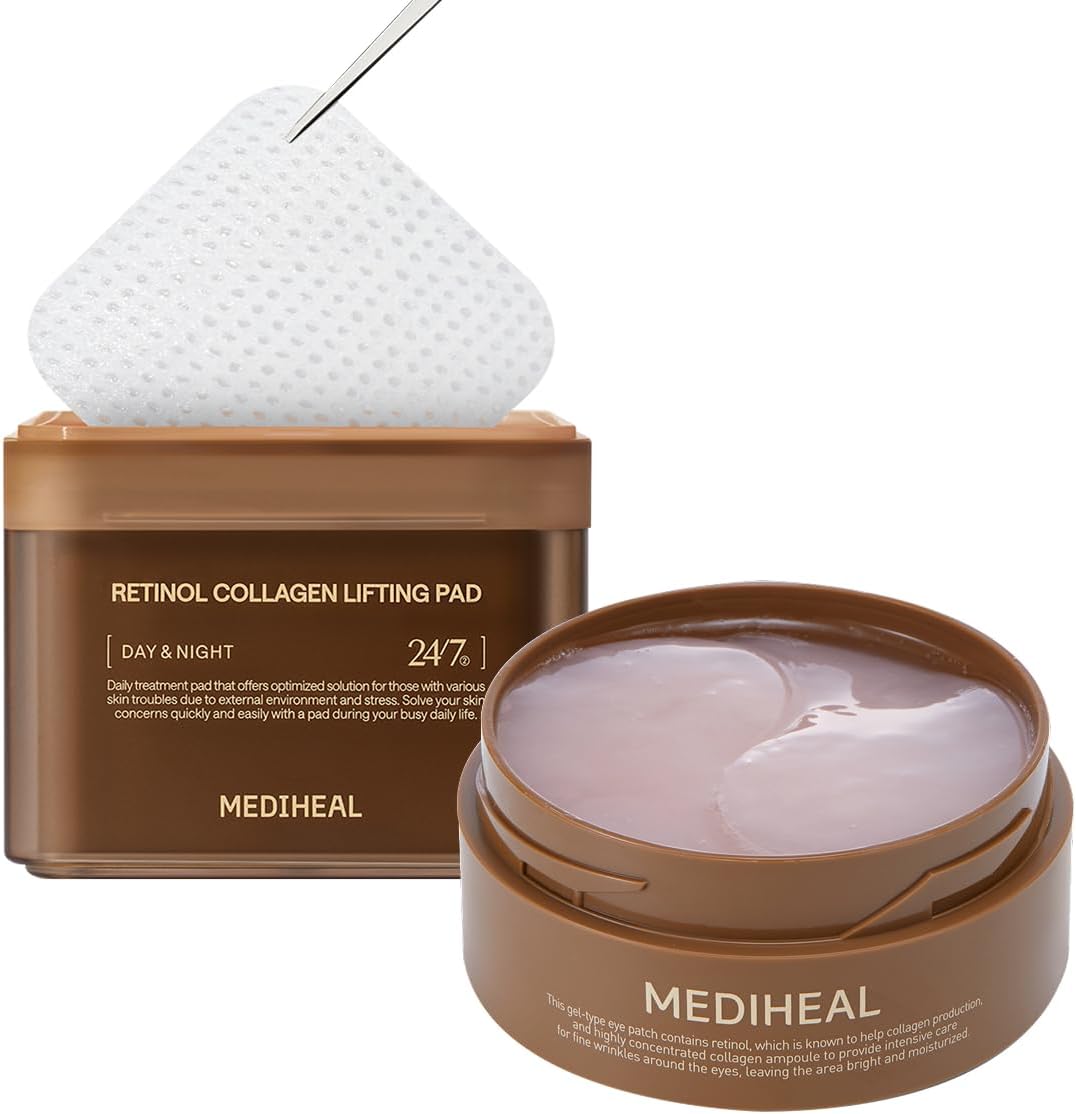 Mediheal Firming Duo Set front view packaging showcasing collagen lifting pads and retinol eye patches for anti-aging care.