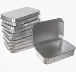 Hulless 2Pcs Small Hinged Tin Box Metal Tins Storage Containers, Silver - Image 9
