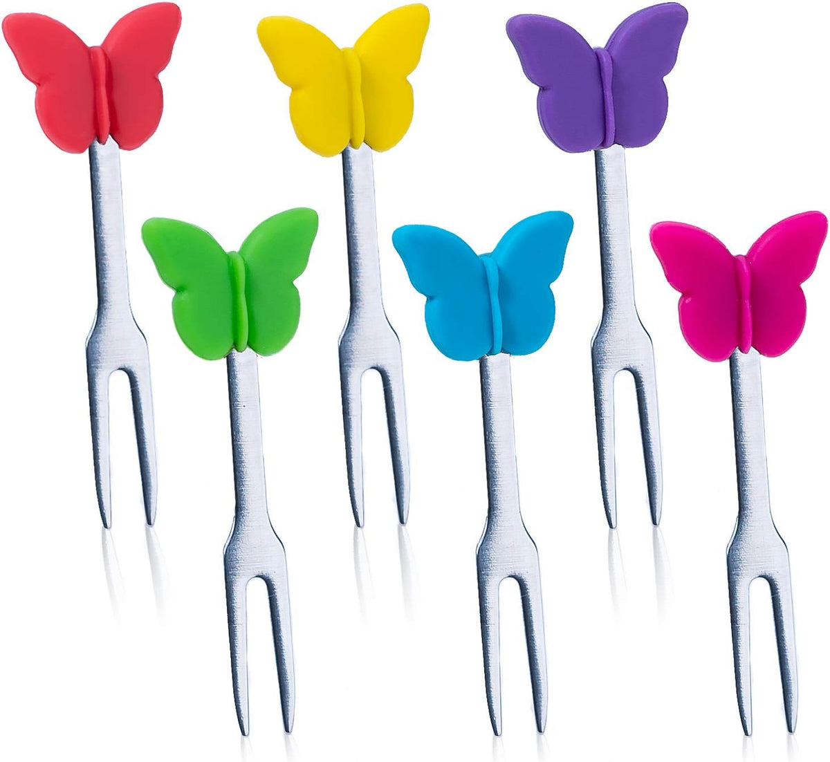 Cocktail Forks, 6-Piece Appetizer Forks, Fruit Shapes, Stainless Steel and Silicone Small Forks for Fruits, Cheese, Appetizers - Image 11