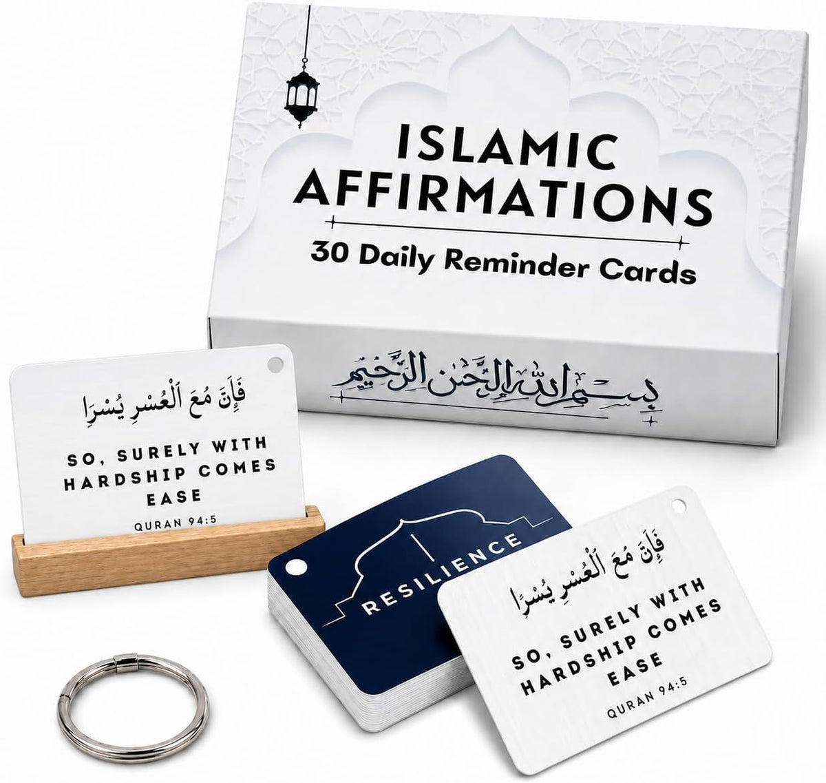 Zarf Islamic Affirmations Cards front view of storage box and cards