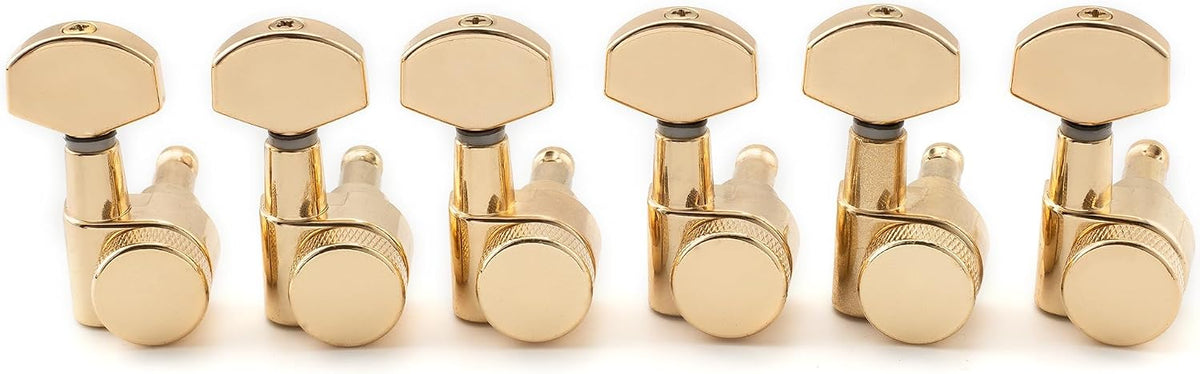 Musiclily Pro 6 in line 2-Pin Guitar Locking Tuners 15:1 Ratio Machine Heads Tuning Pegs Keys for SQ Strat Tele Style Electric Guitar, Black with Hex Button - Image 9