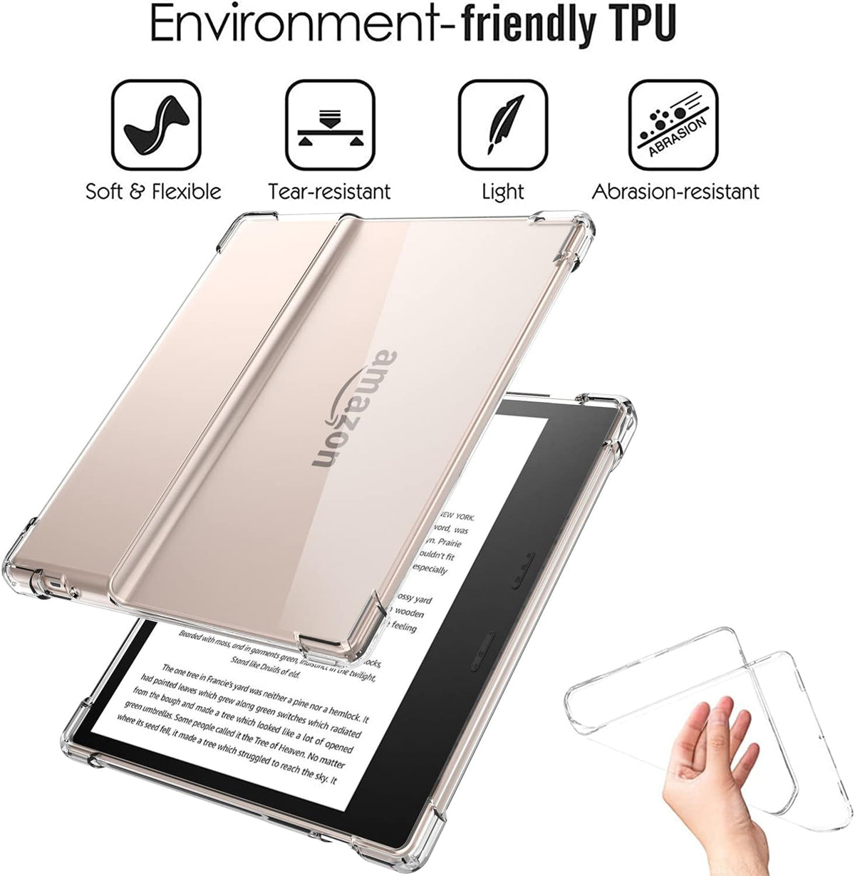 XUYICC Case Fits Kindle Oasis (9th Generation 2017 & 10th Generation 2019 Release) 7" Transparent, Lightweight Bumper Corners Slim Rubber TPU Back Cover - Clear - Image 5