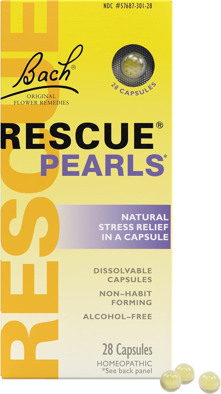 Bach RESCUE PEARLS, Natural Orange Vanilla Flavor, Natural Stress Relief, Homeopathic Flower Essence, Quick-Dissolve, Gluten & Sugar-Free, 28 Count - Image 1