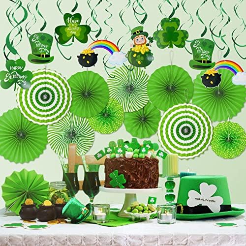 TURNMEON Irish party supplies kit with double sided shamrock and leprechaun cutouts