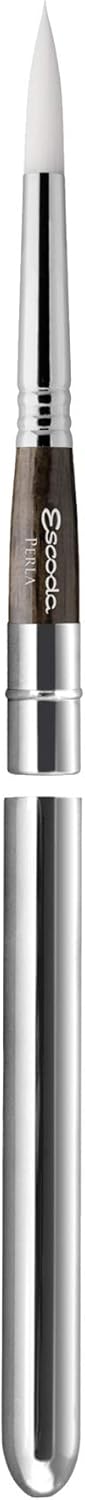 Escoda Perla Series 1438-12 travel paint brush front view with protective cap