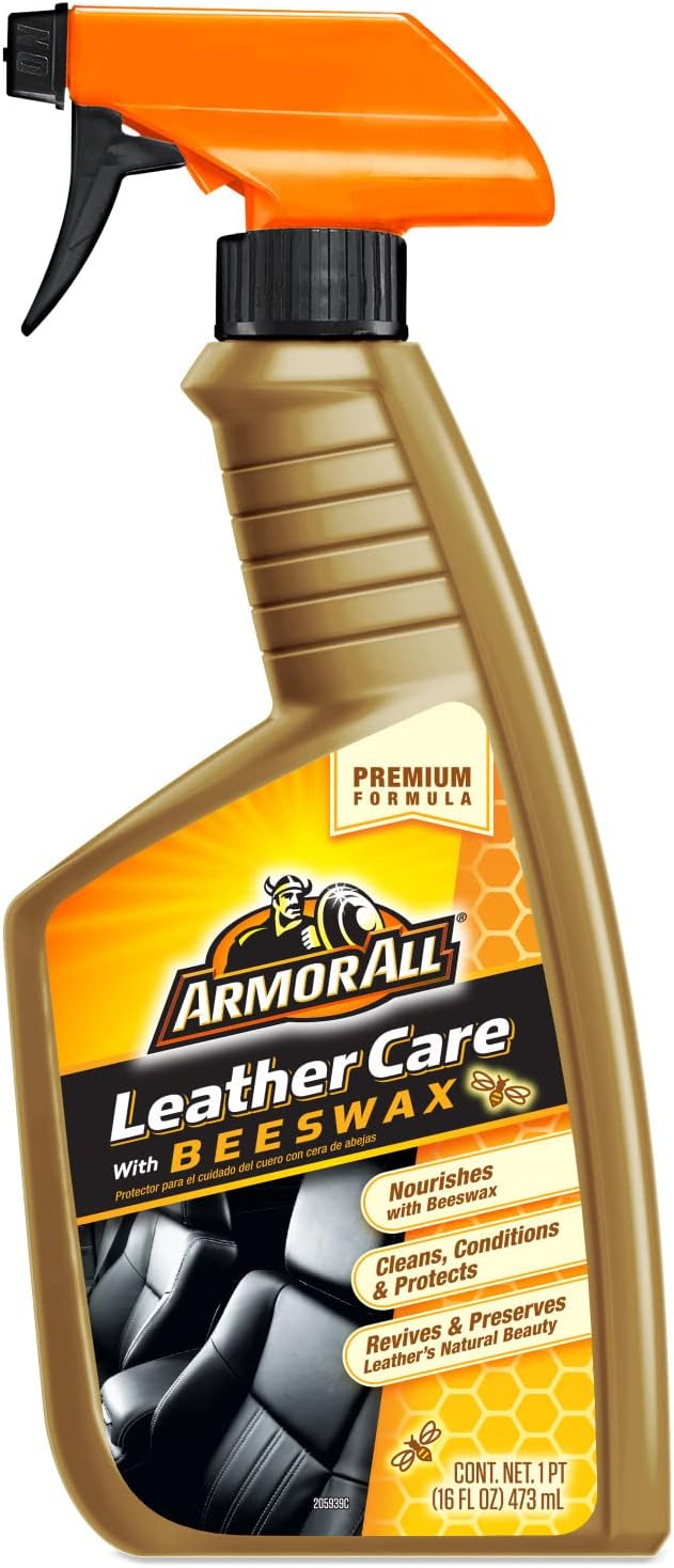 Armor All Leather Care with Beeswax front view premium car interior cleaner spray bottle