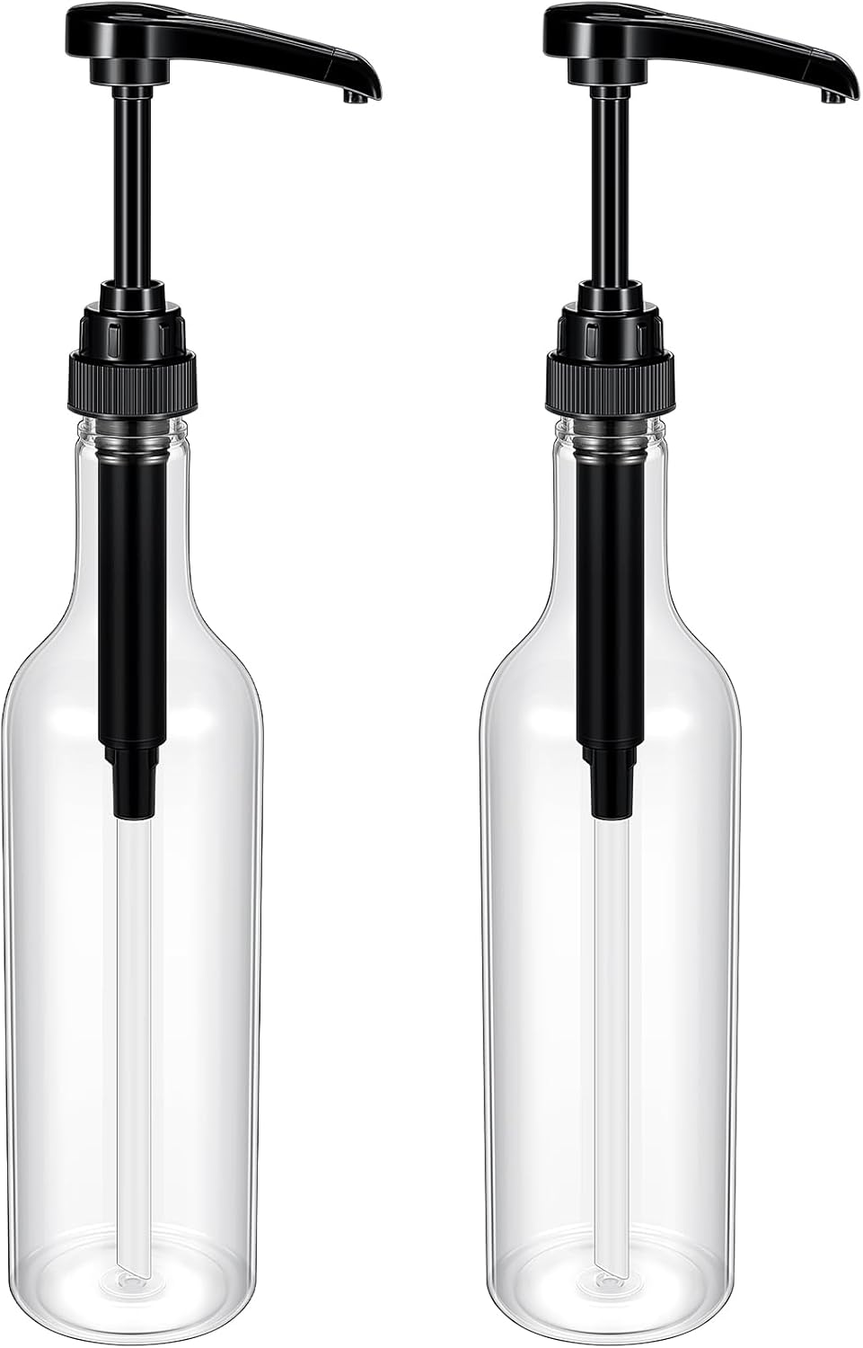 Maxdot 6 Pcs 25 oz Syrup Bottles with Pump Long Neck Bottles Plastic Syrup Pump Dispenser for Coffee Bar Accessories Home Party (Black) - Image 9