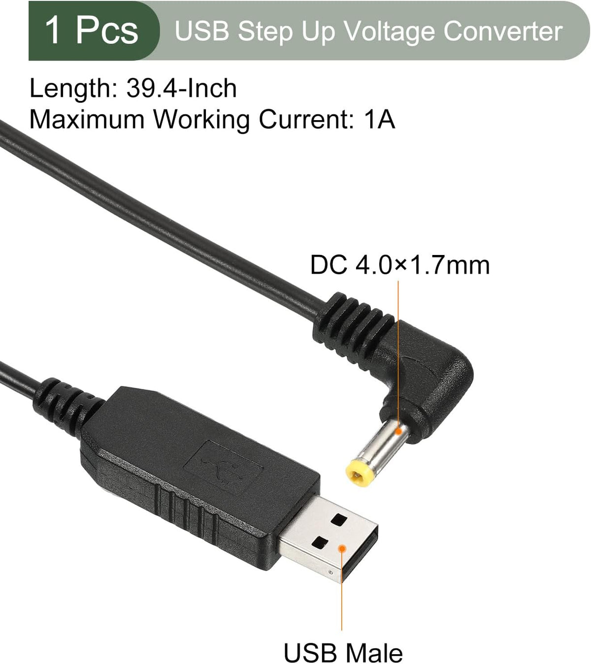 Yokive USB to DC step up cable full length product display