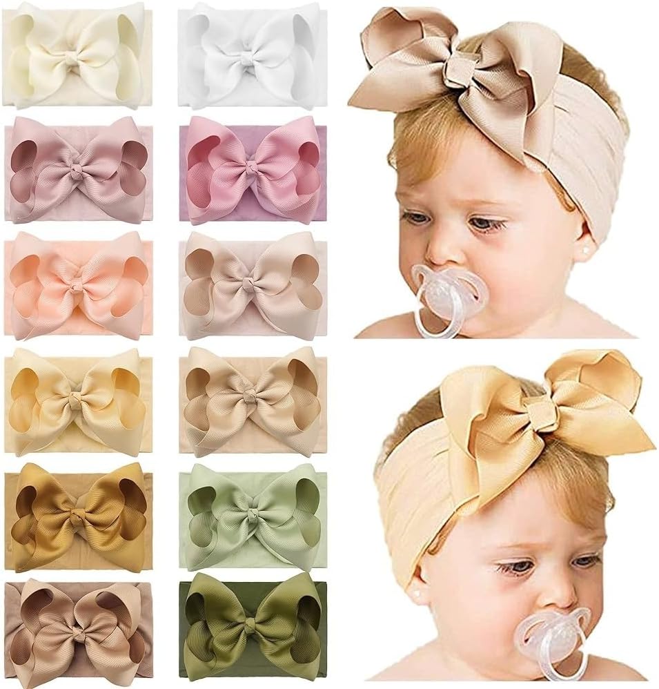 Yxiang 12 piece baby headband bows front view