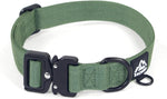 Close up of Tacwild dog collar metal quick release buckle