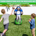 Children practicing throwing accuracy with the GoSports inflatable wide receiver target toy.