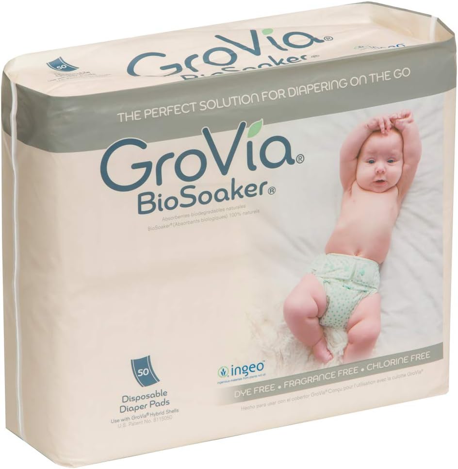 GroVia BioSoaker disposable pads front packaging view