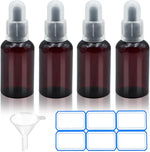 AskBed 4 Pack Amber Plastic Dropper Bottles front view