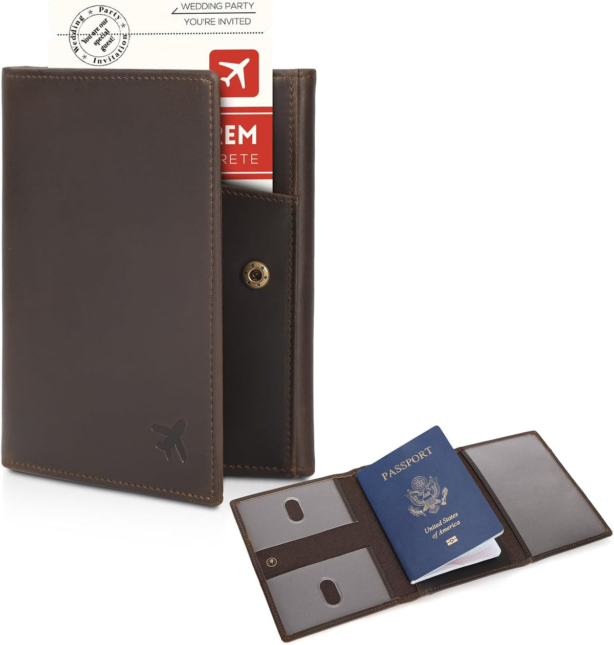 Polare Full Grain Leather Pilot Wallet Passport Holder RFID Blocking Tri-fold Travel Cover Document Organizer for Aviation Professionals (Dark Brown with AirTag Slot) - Image 15