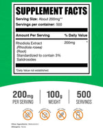 BulkSupplements Rhodiola Rosea powder herbal supplement nutritional label