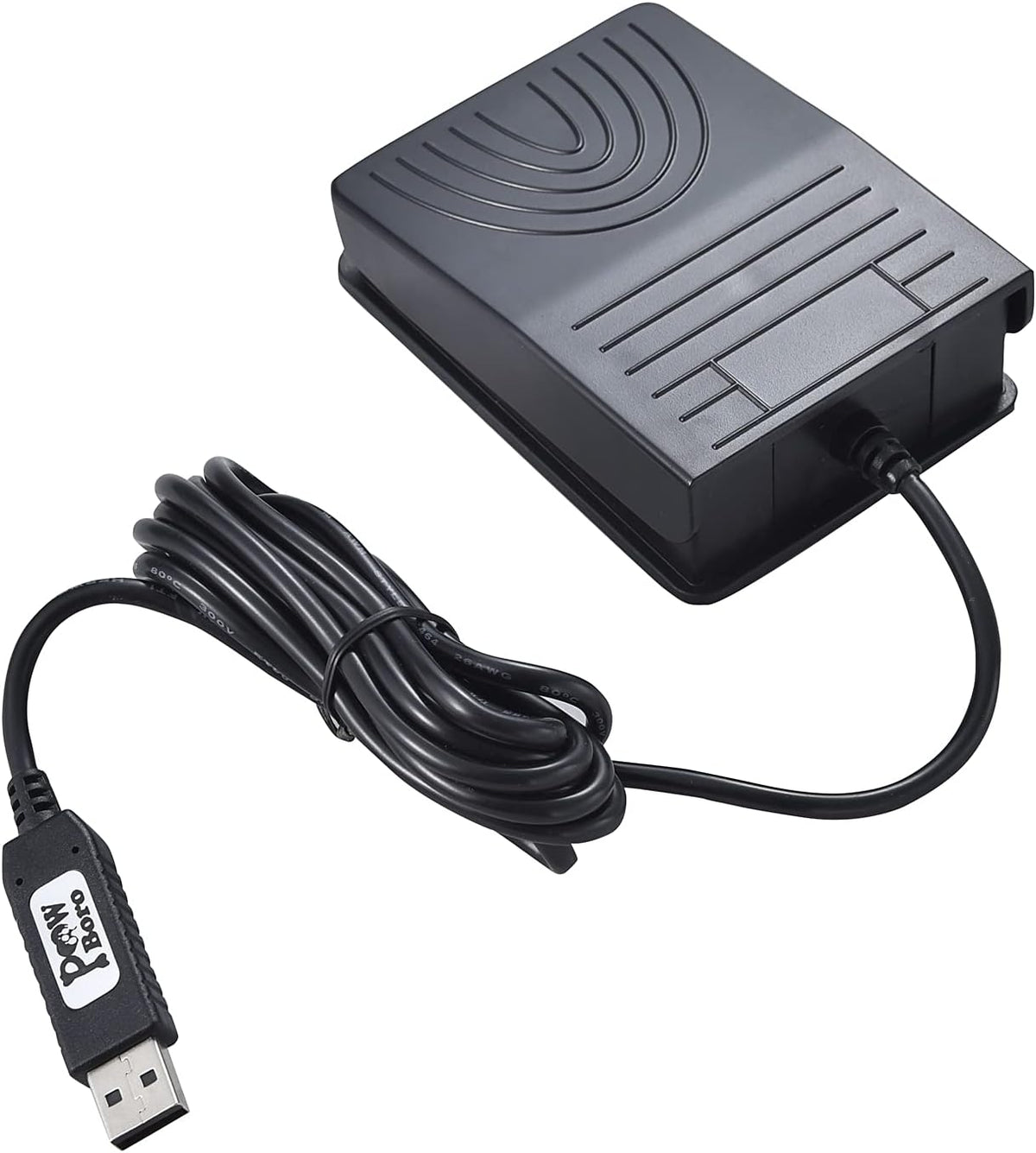 Powboro USB foot pedal connected to a computer setup