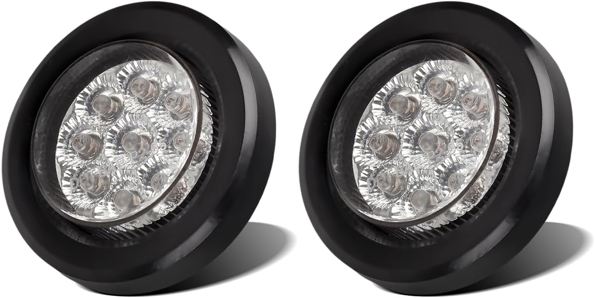 Partsam 2 inch clear red flush mount LED marker lights front view premium truck clearance lamps