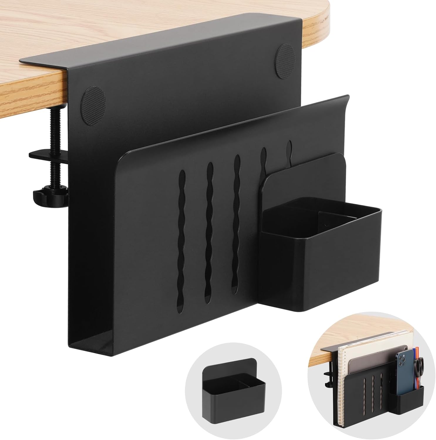 Ciboties desk side storage and under desk laptop mount front view