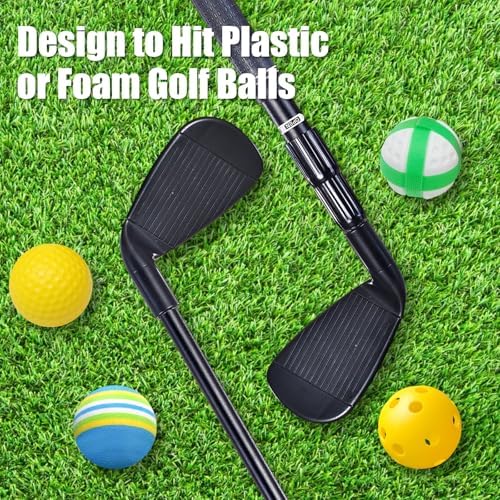 Golf club set with plastic balls and tees for home training