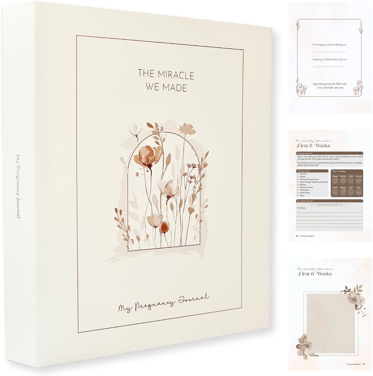 Pinkify It pregnancy journal front view showing botanical artwork cover