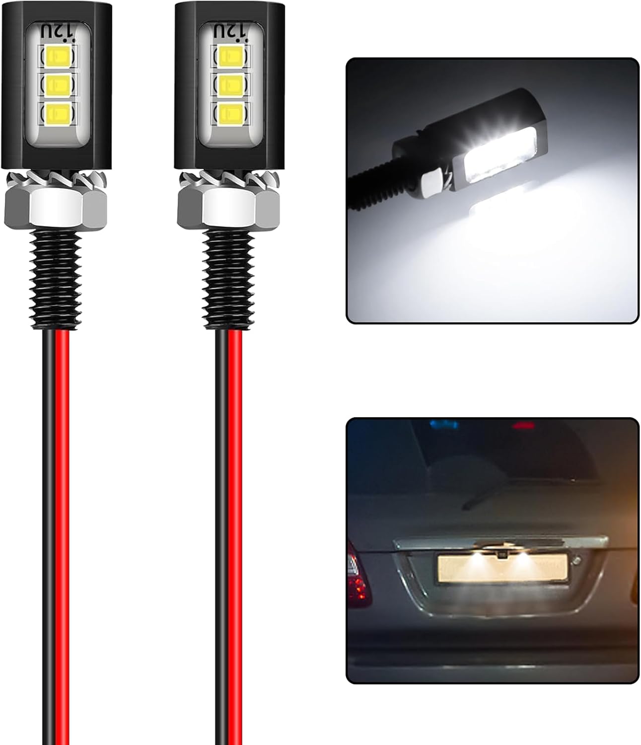 Niulpfztk LED license plate light bolt front view