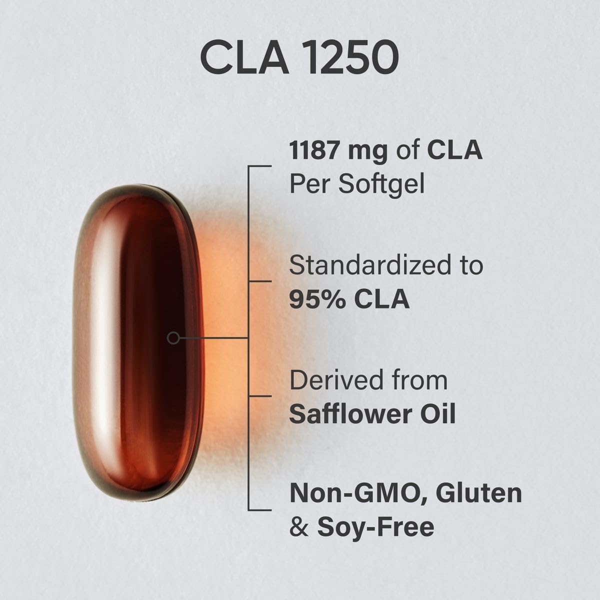 Sports Research Conjugated Linoleic Acid 1250mg dietary supplement showing the nutritional facts and clean ingredient panel.