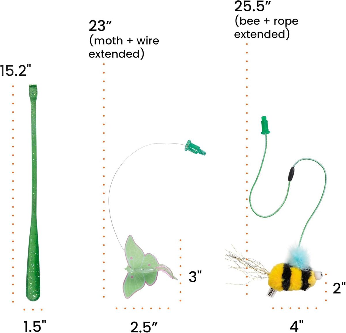 Catstages plush bee cat toy with feathers and stretchy rope