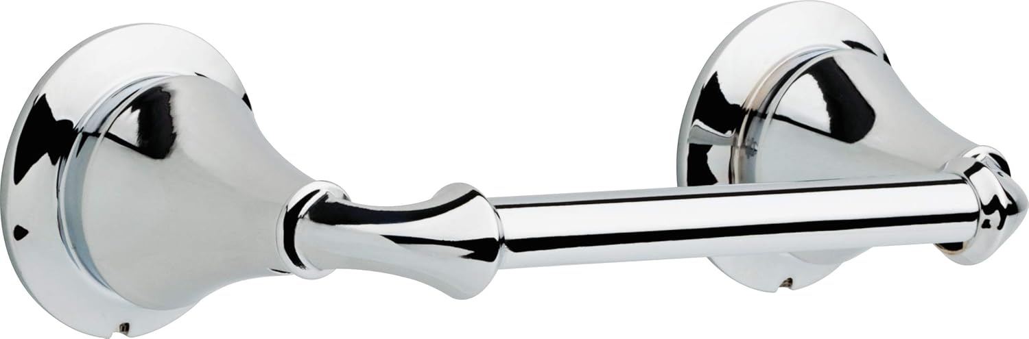 Delta Linden pivoting toilet paper holder front view chrome accessory