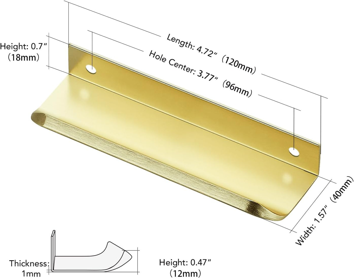Brushed brass cabinet hardware close up detail