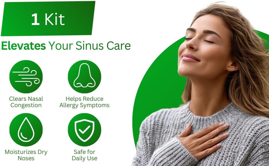 A detailed presentation of the authentic USA imported non medicated congestion relief neti pot system.