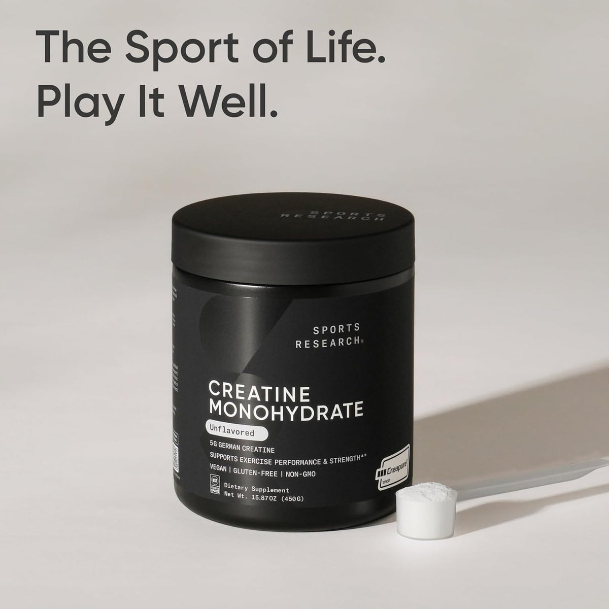 Authentic imported Sports Research creatine 450 grams tub size