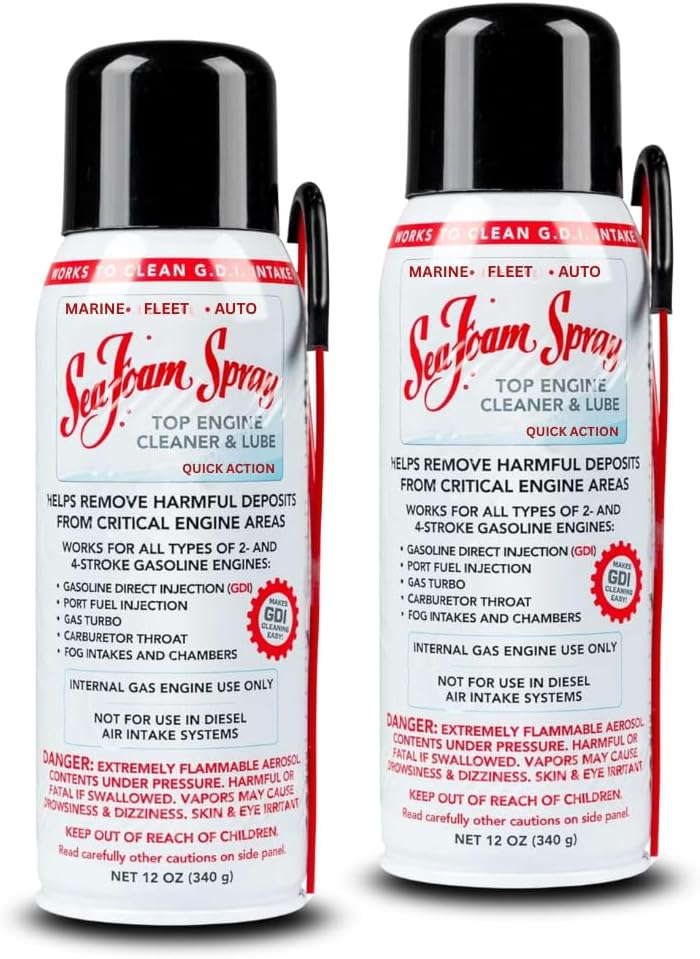 Sea Foam Engine Intake Valve Cleaner Spray front view showing the fourteen ounce aerosol can for car maintenance