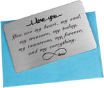 Close up shot of laser engraved infinity symbol on FALOGIJE wallet card