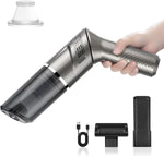 Mzgo cordless car vacuum cleaner front view showing gray exterior and compact body