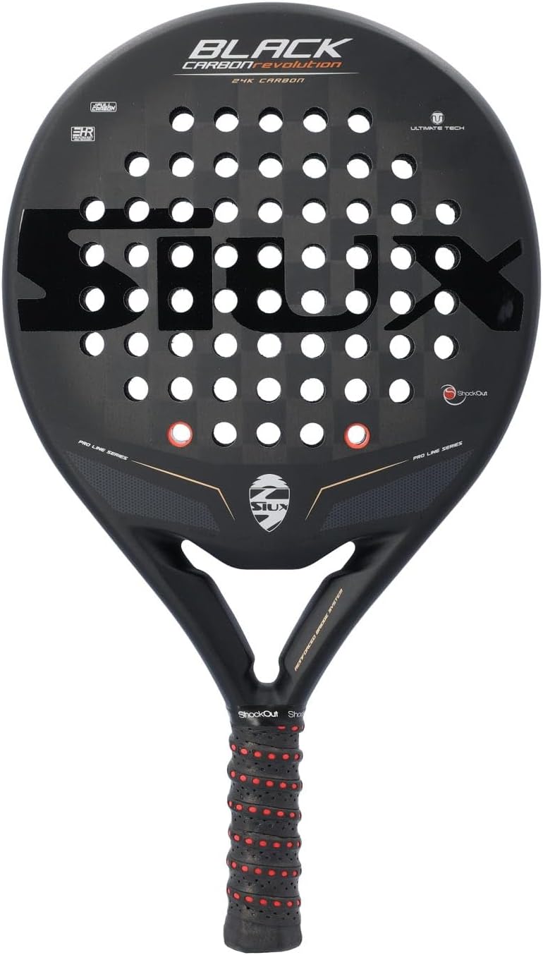 Siux Black Carbon Revolution 24K padel racket front view