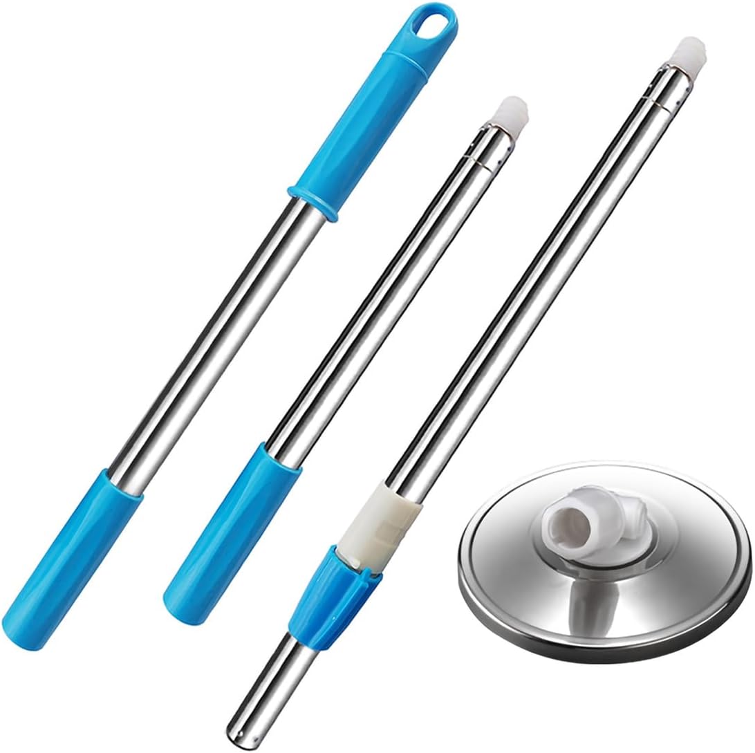Midremer extended spin mop replacement handle front view showcasing sixty inch telescopic stainless steel rod